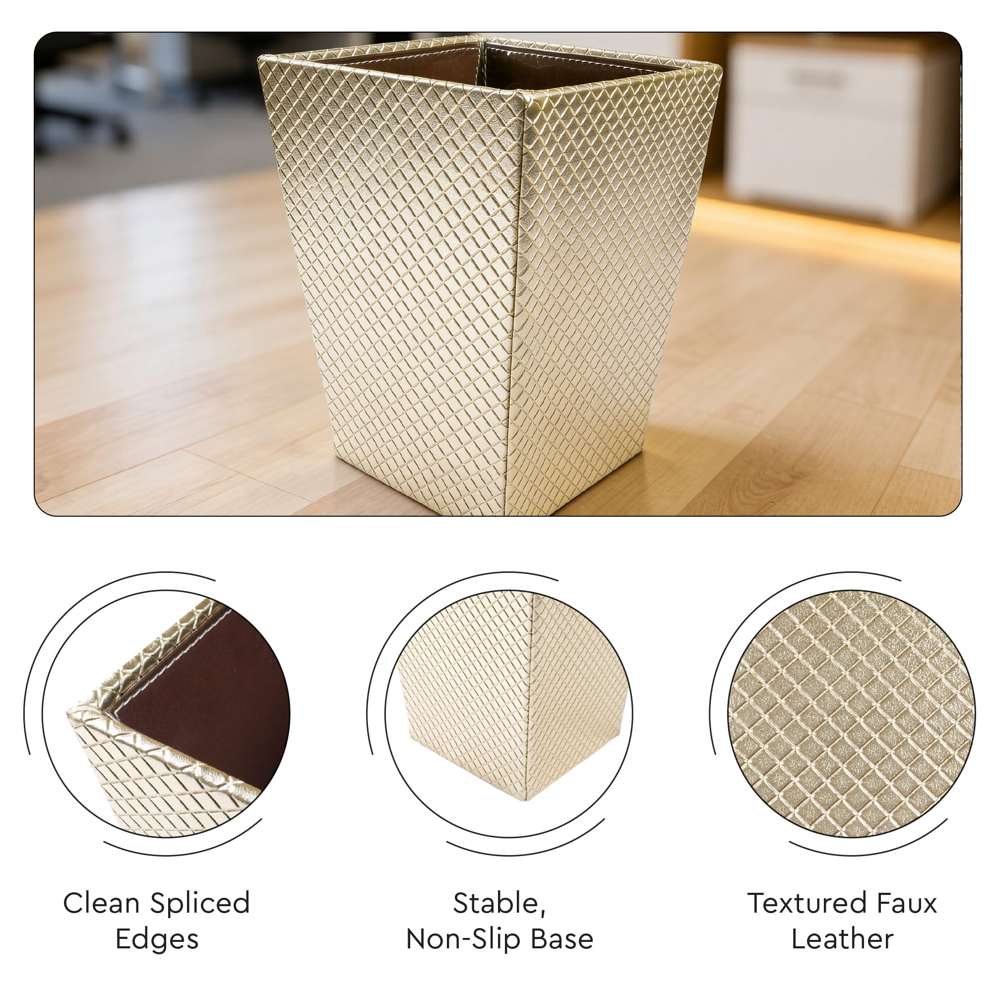 Encasa XO Leather Dustbin - Elegant Waste Bin -6