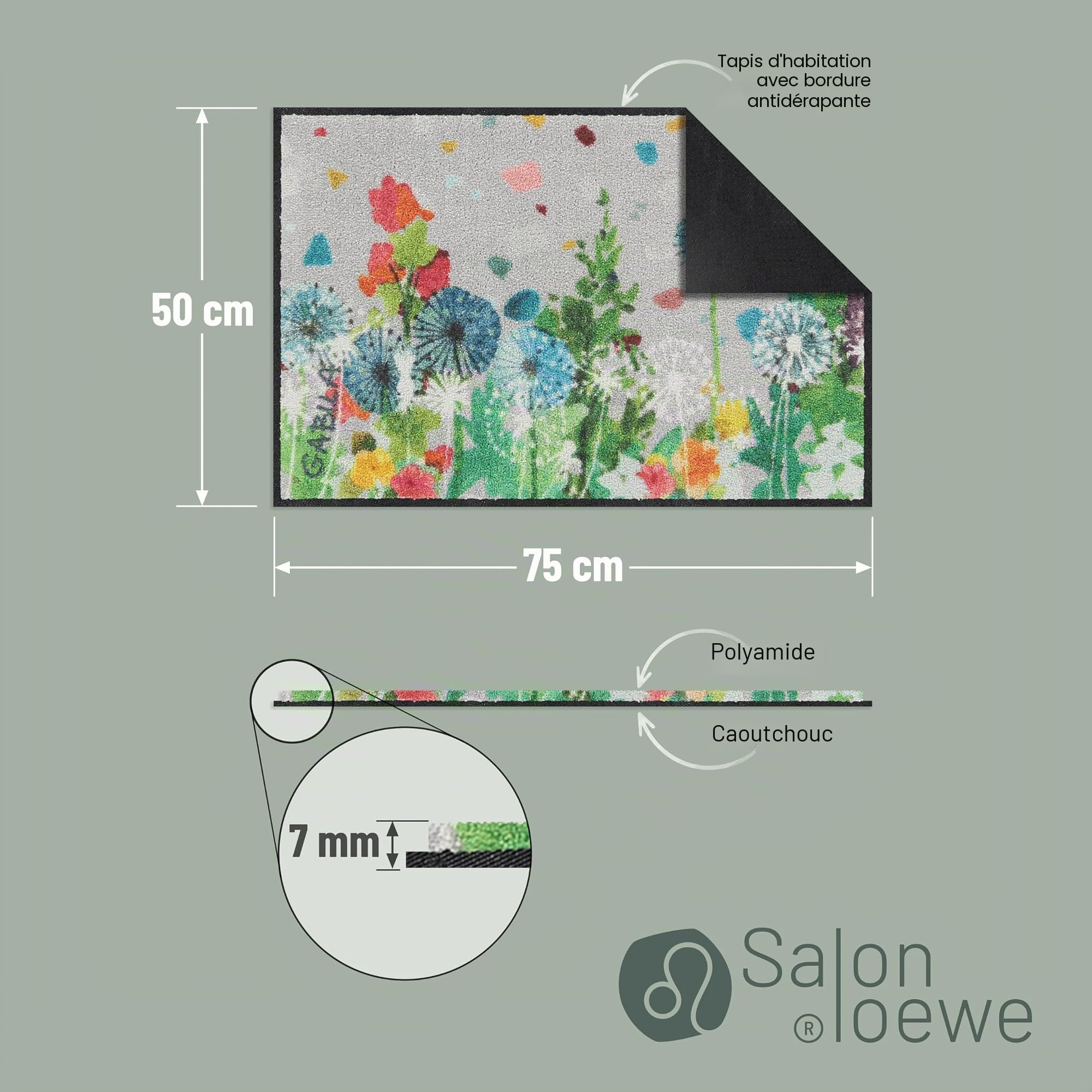 Salonloewe Paillasson Bee Happy Portrait I paillasson et paillasson pour intérieur 50 x 75 cm