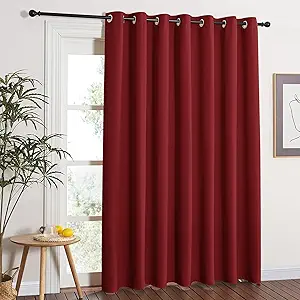 NICETOWN Blackout Blinds for Sliding Door - Indoor Slider Curtains for Patio, Wide Width Drapes for Living Room (Burgundy Red, 100 inches Wide x84 Long)