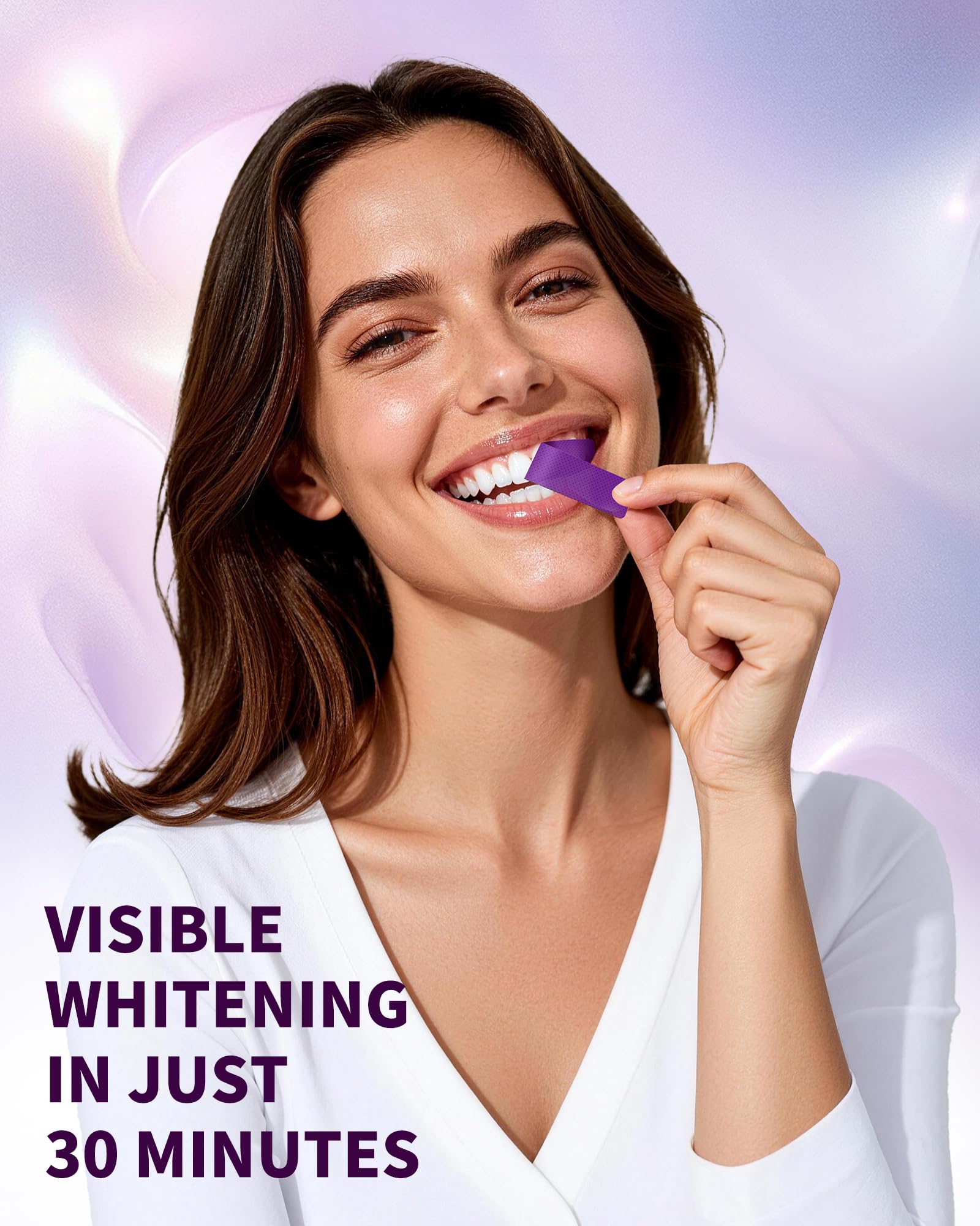 Ktintar Purple Whitening Strips, Color Correcting Purple Teeth Whitening Strips for Sensitive Teeth, Removes Yellow Stains, Enamel Safe, 30 Min Treatment, 14 Treatments, 28 Strips — view 2
