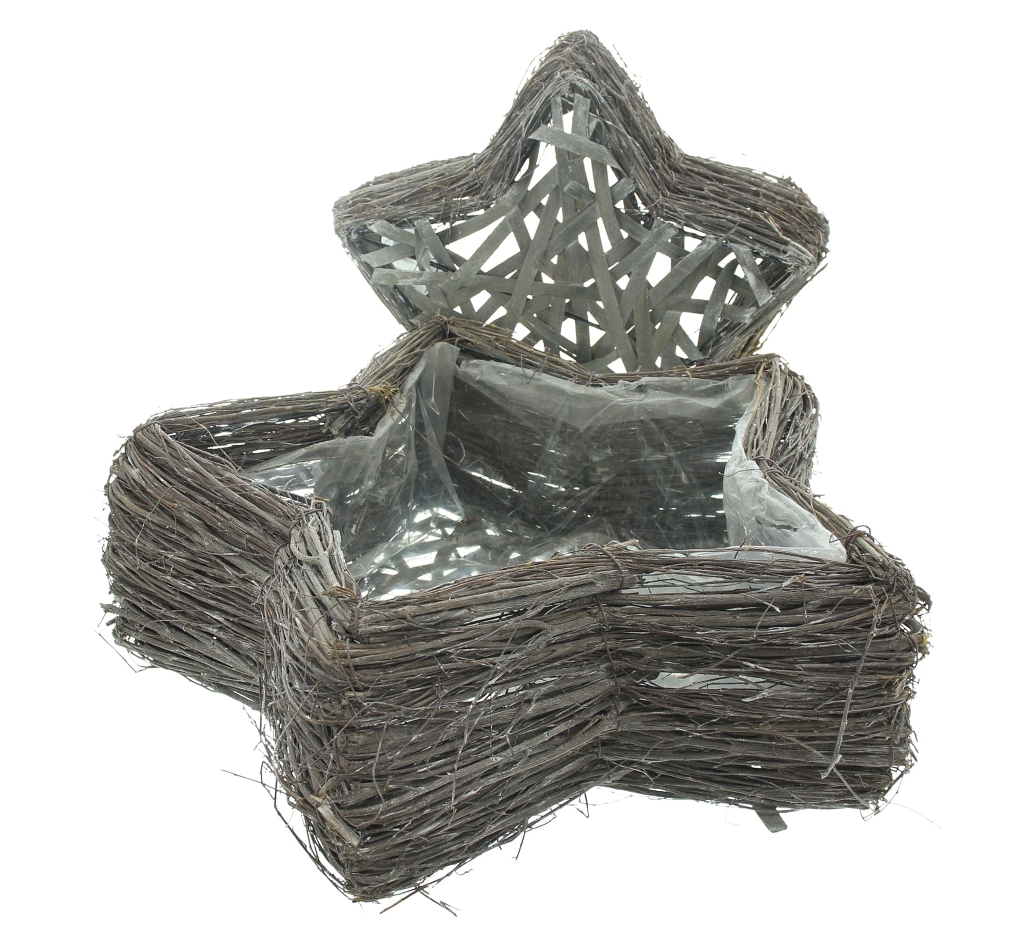 Dekoleidenschaft Lot de 2 paniers à plantes en forme d'étoile - Diamètre : 30 + 40 cm - Pot de fleurs fait à la main - Panier pour plantation