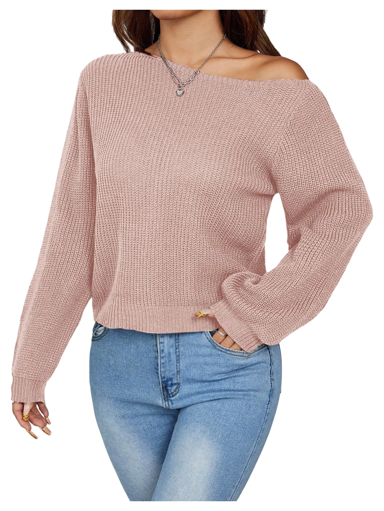 Womens Sweaters Off The Shoulder Tops Long Sleeve Knit Pullover Tops Fall Winter Outfits