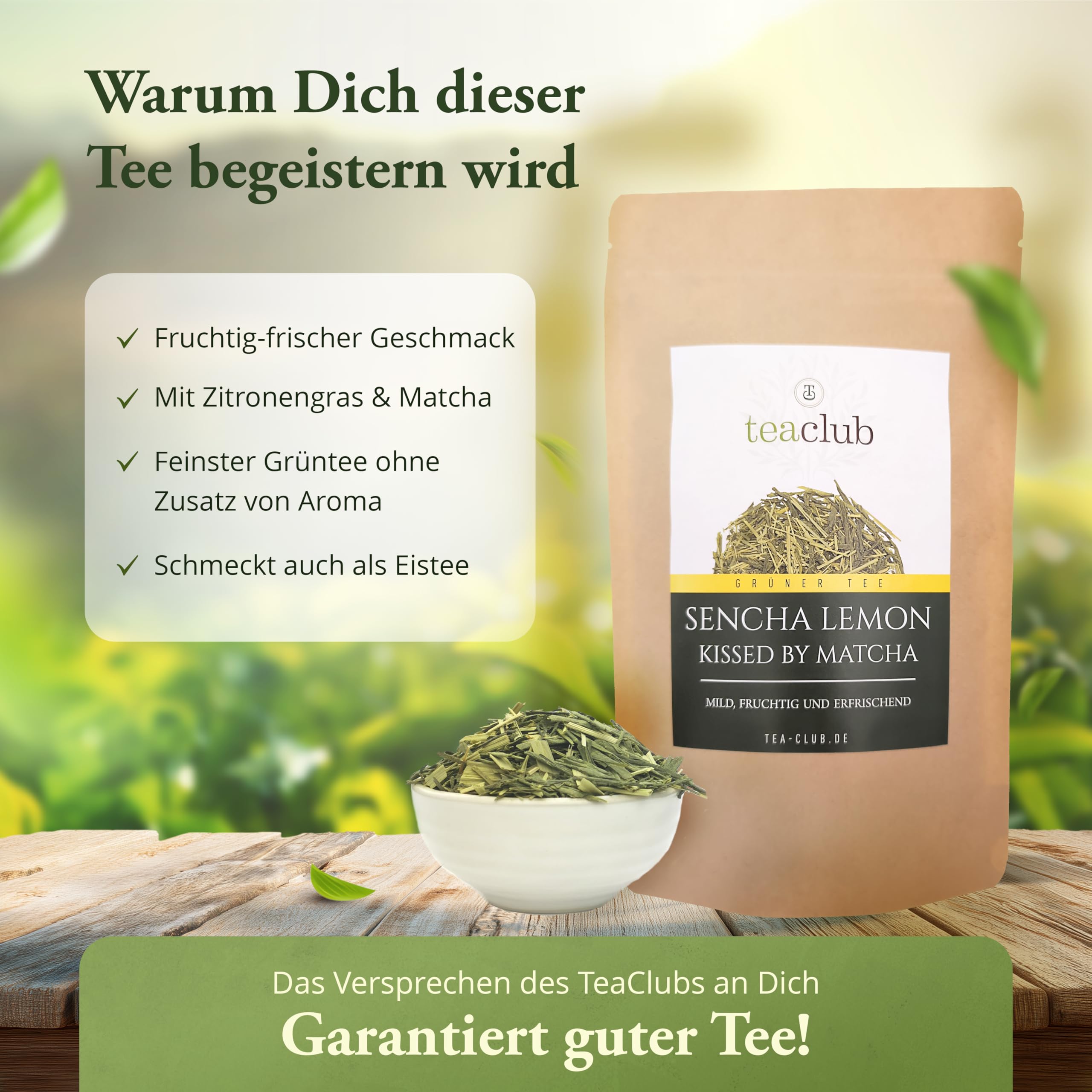 TeaClub Sencha Lemon Thé Vert en Vrac 500g, Thé Japonais Matcha