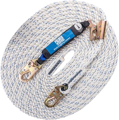 Palmer Safety Conjunto de cuerda de vida vertical, arnés de cuerda de 50 pies con agarre de cuerda, kit de protección contra caídas