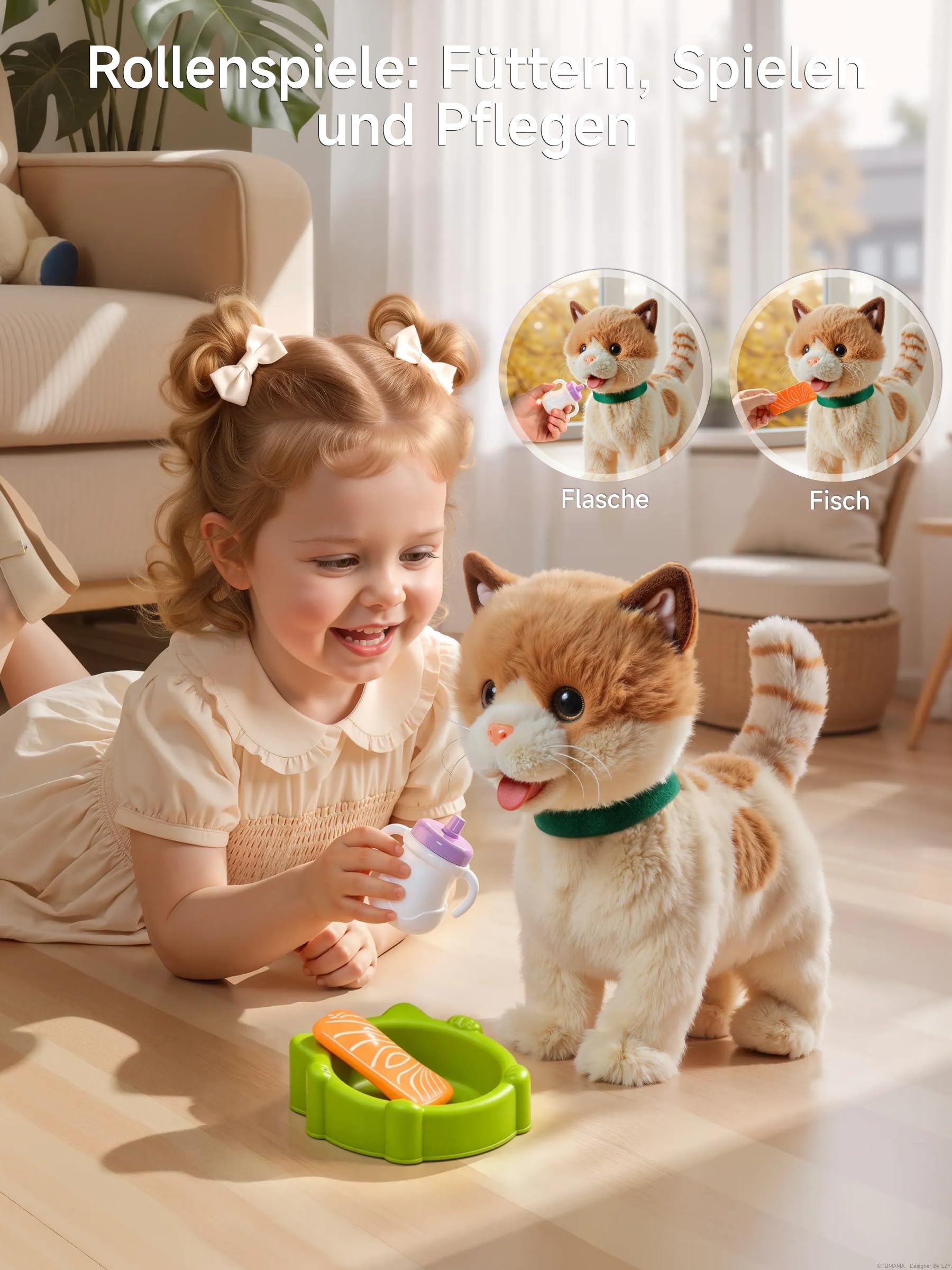 OR OR TU Spielzeug Katze die Läuft, Elektronische Plüschkatze
