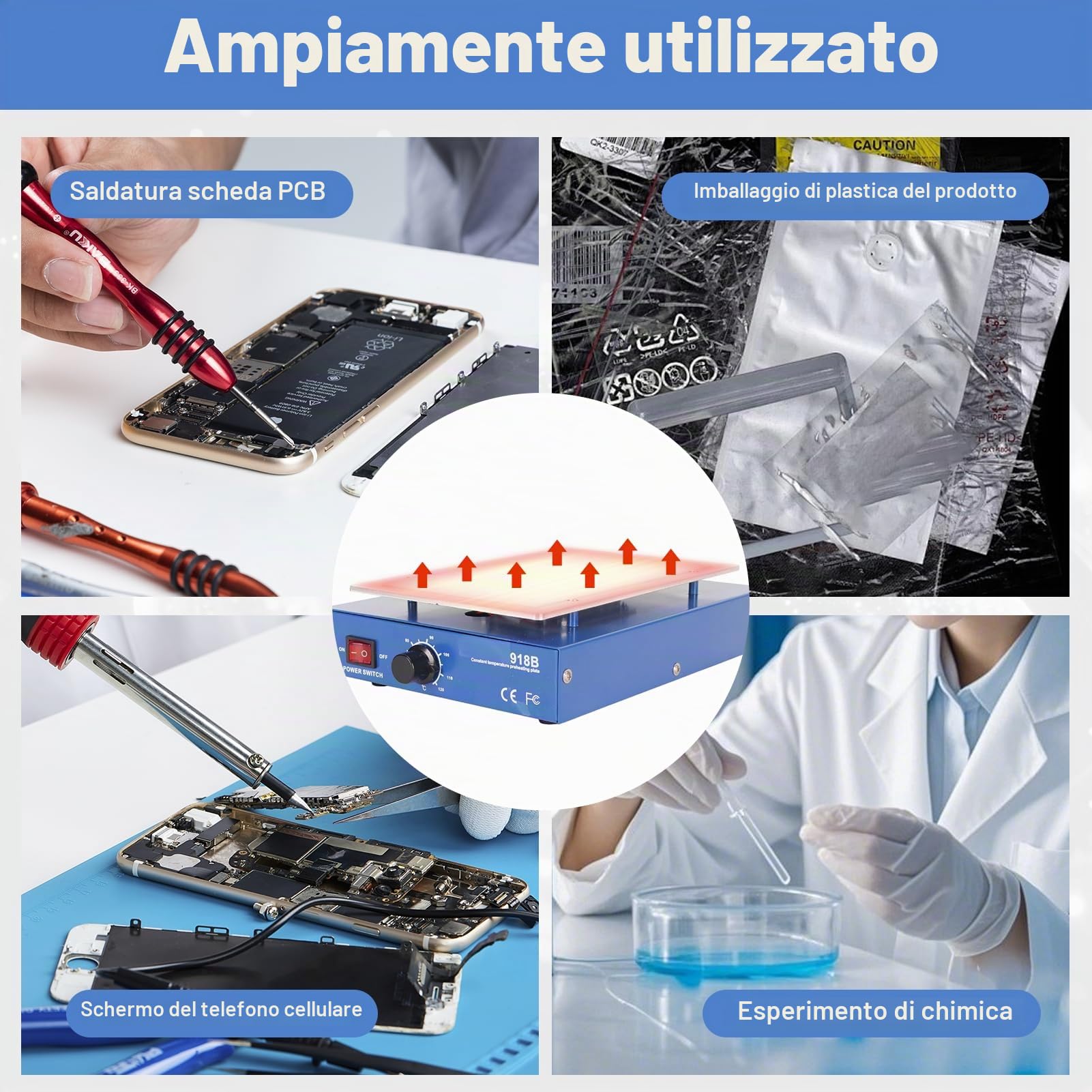 Piastra Riscaldante Per Saldatura da 450 W Piastra Riscaldante Per Saldatura Elettrica in Lega di Alluminio LED Microcomputer Stazione di Preriscaldamento Elettrico (Spina europea)