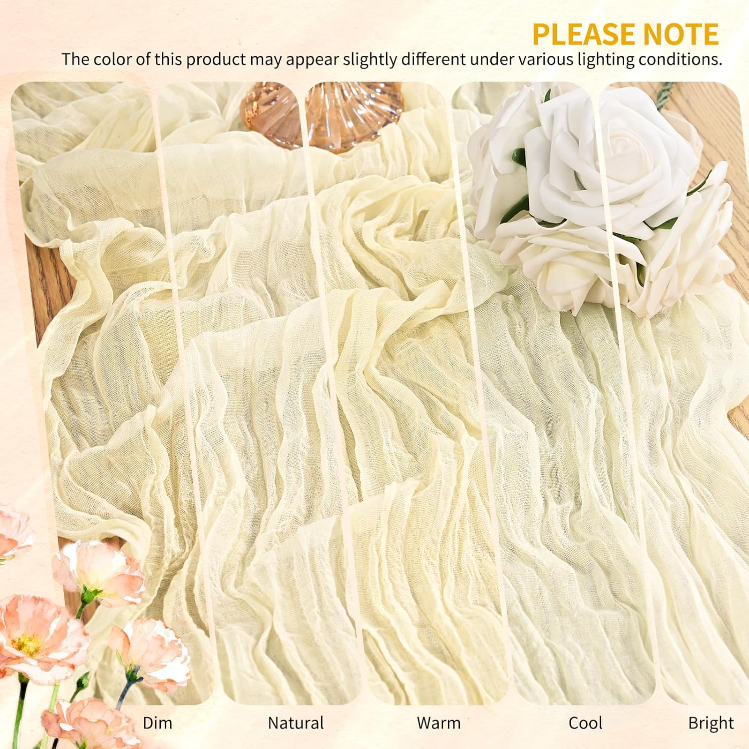 18 Pack Cheesecloth Table Runner 10FT Beige Table Runner Boho Gauze Cheese Cloth Table Runners Long Rustic Sheer Table Decorations for Wedding Party Baby Bridal Shower Birthday Holiday Home