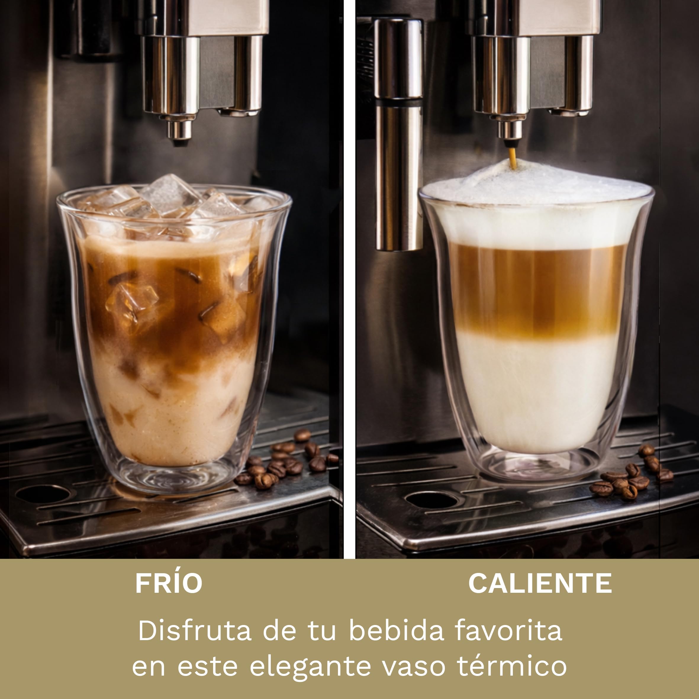 Creano Vasos de Doble Pared „Modelo V“ de Vidrio de Borosilicato Aislantes para Café y Té 400ml – Juego de 6 Vasos