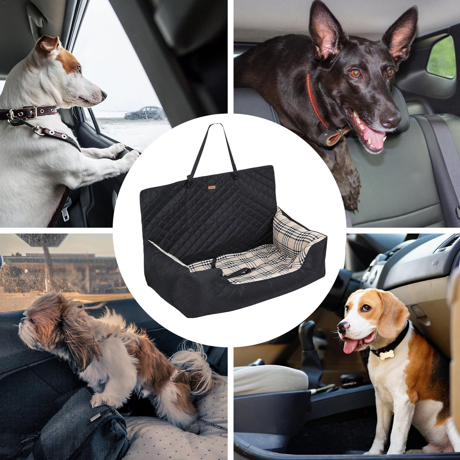 Cama Multifuncional Para Perros - Asiento De Coche Portátil Para Perreras | Transportador De Seguridad De Viaje Para Productos Para Mascotas | Asiento De Coche Para Perro Con Cinturón De Secador