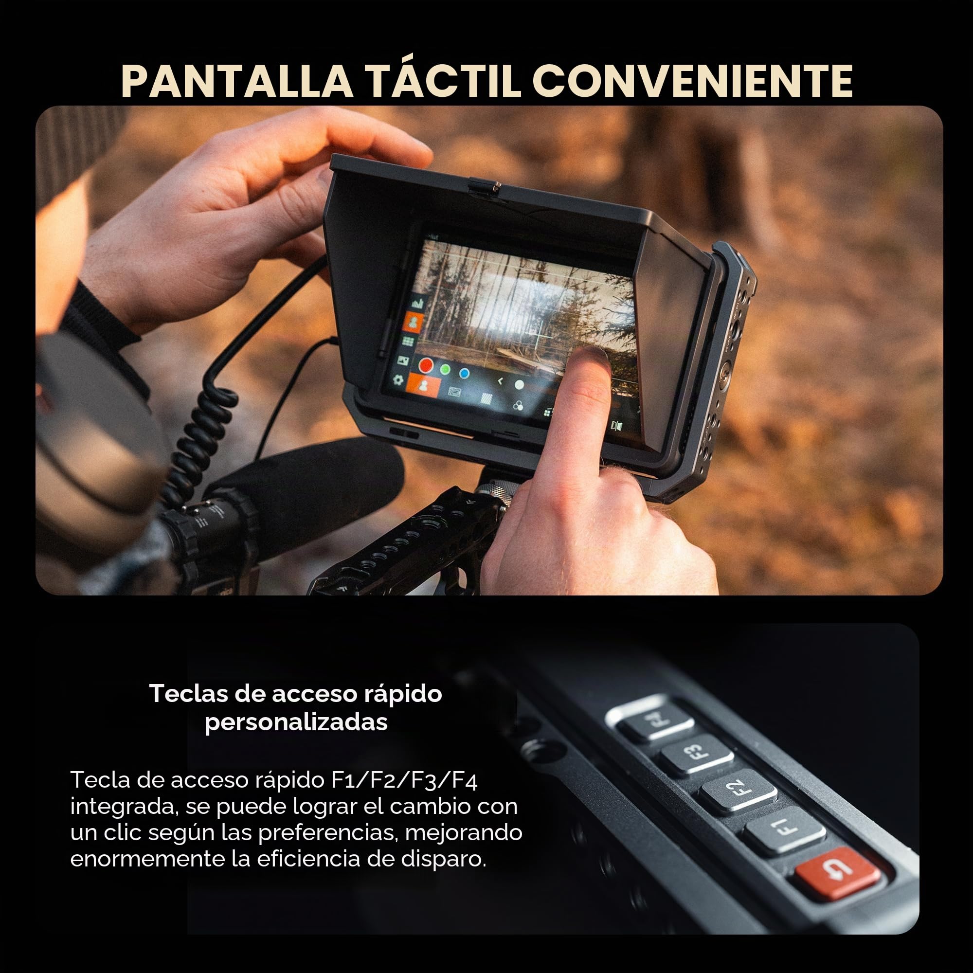 VILTROX DC-X3 2000 nits SDI de Monitor de Campo con Jaula, 6" Monitor de Video con cámara táctil HDMI 4K con Parasol/batería, LUT 3D HD 1920x1080, Forma de Onda Completa Focus Peaking VectorScope