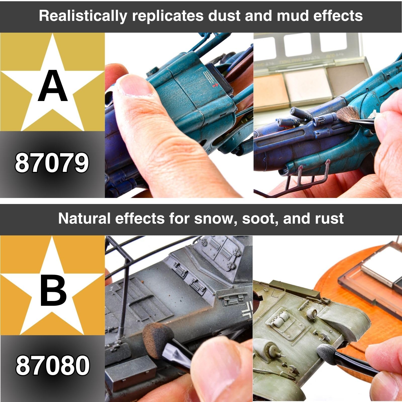 Weathering Master 6-Set (A, B, C, D, E, F) with Chipping Sponge & Alligator Clip Sticks 5 Pcs Set 87079/87080/87085/87088/87098/87123 Oil Paint, Stippling, Painting Tools, Weathering Effects - Image 4