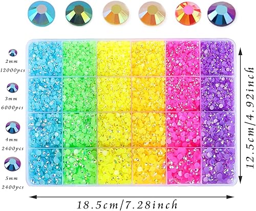 Vista 46 de 22800 diamantes de imitación arcoíris para manualidades, diseño de uñas, varios tamaños, diamantes de imitación con parte trasera plana, diamantes