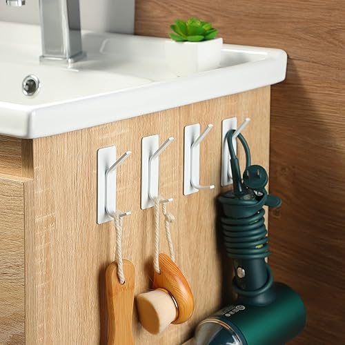 Miniatura 4 de Taozun Ganchos adhesivos  Ganchos blancos para abrigosganchos de pared, perchas de acero inoxidable para toallas en baño y cocina, 4 paquetes