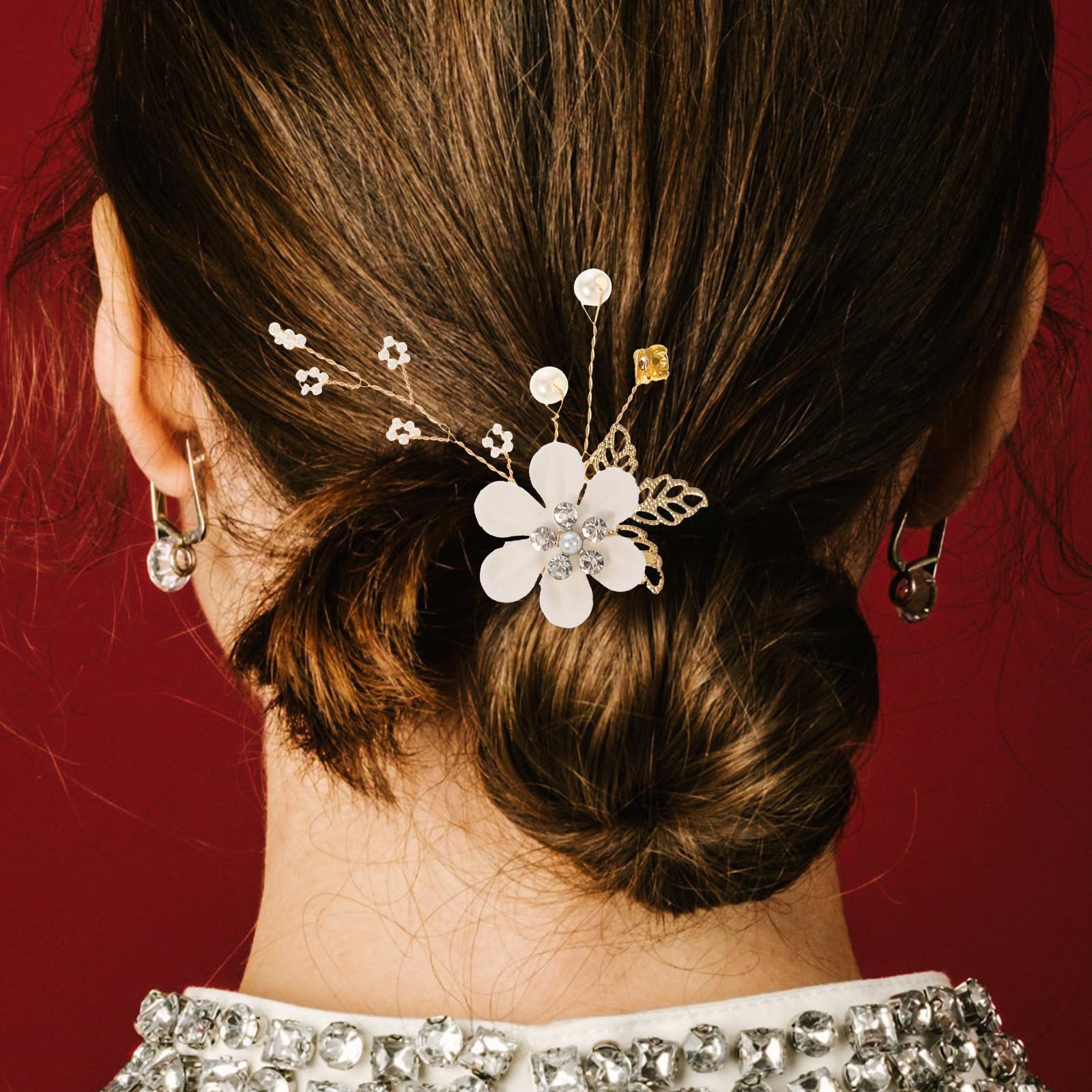 Healvian 1 Set Haarkamm-clips für Die Hochzeit, Florale Brauthaaraccessoires, Grüner Strass-haarschmuck aus Legierung für Brautjungfern Und Hochzeitsgäste