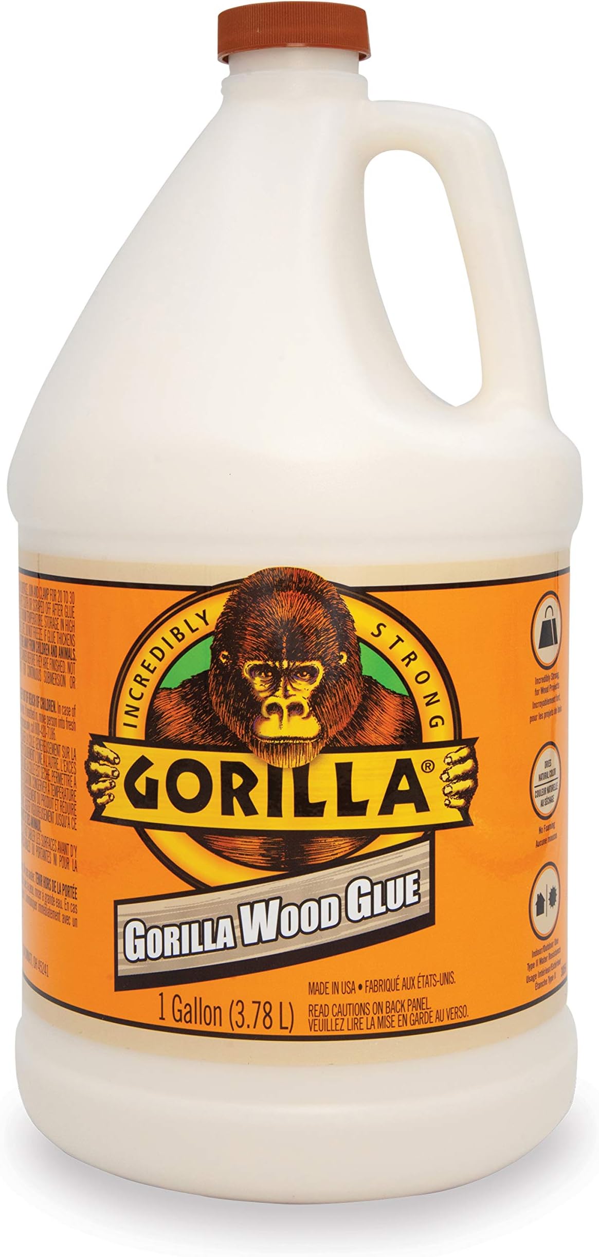 Gorilla 6231501 Wood Glue, 1 gallon Bottle, Natural Wood Color, (Pack