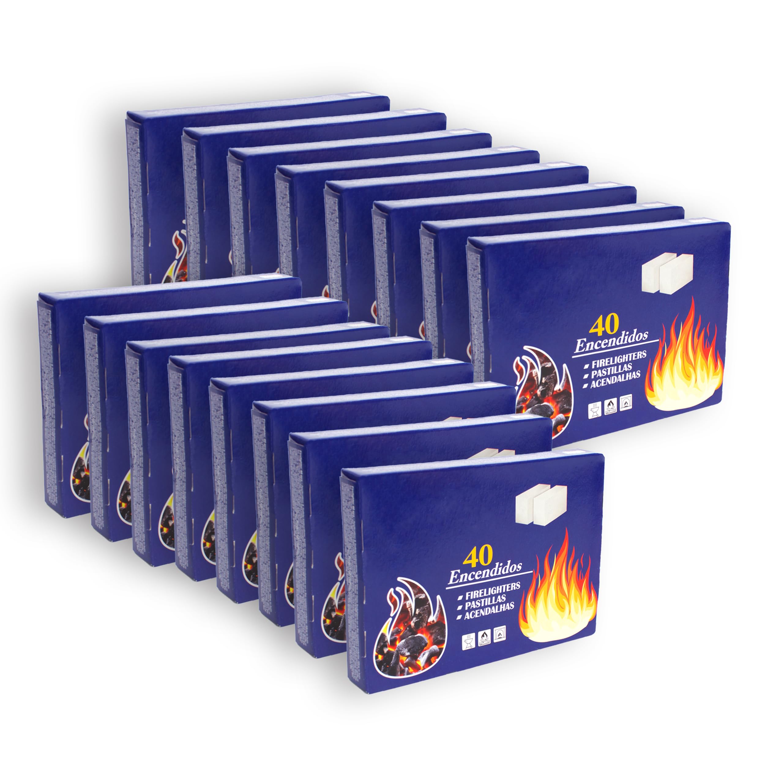 BESCH Pack 12 Pastillas de Encendido para Barbacoas y Chimeneas – Encendido Rápido y Seguro – Iniciador de Fuego Sólido para Leña, Carbón y Fogatas – Ideal para Camping y Exterior