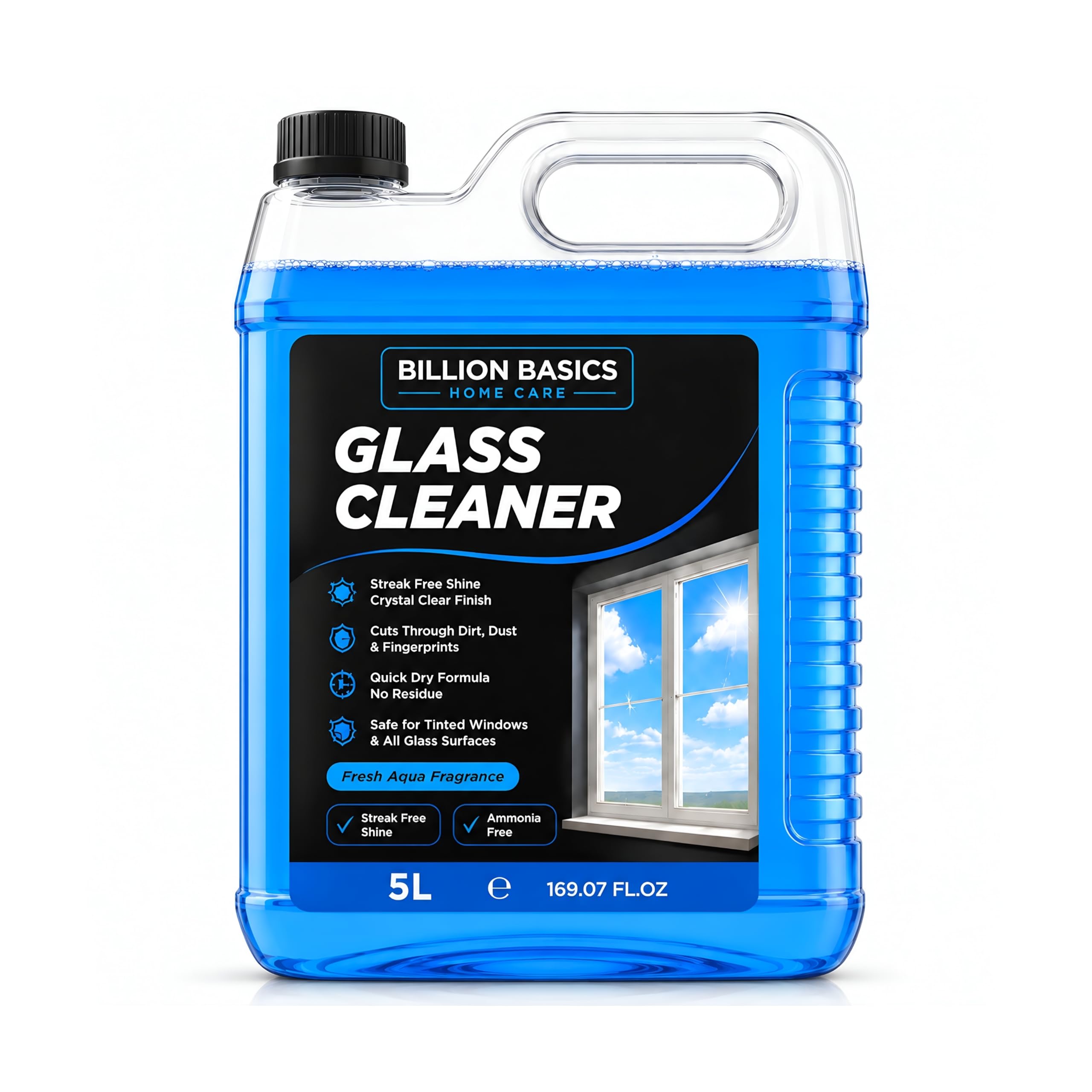 Glass Cleaner, 5L, Streak Free Shine, Quick Dry Formula, Ammonia Free, Fresh Aqua Fragrance-image-16