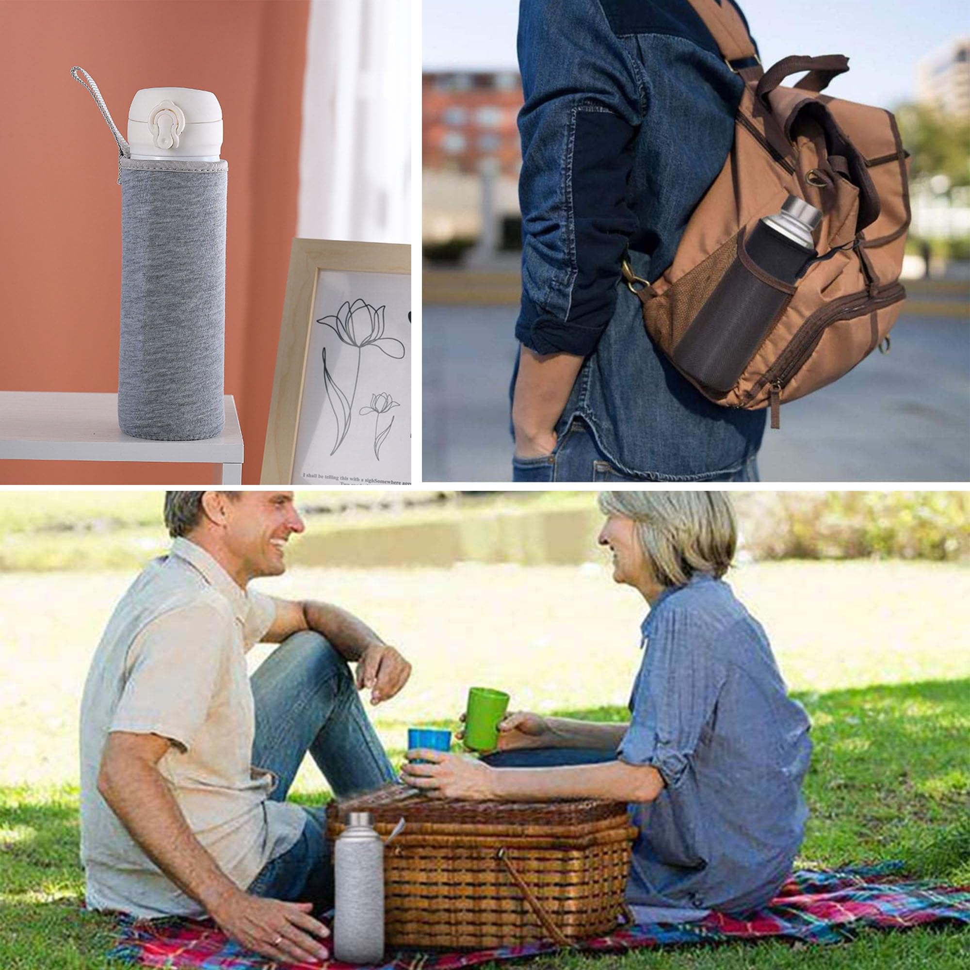 WsKingWA Manchon En Néoprène Pour Bouteille D'eau - Pour L'extérieur, La Randonnée, Les Voyages, Le Transport De Boissons (550 Ml) - Rouge