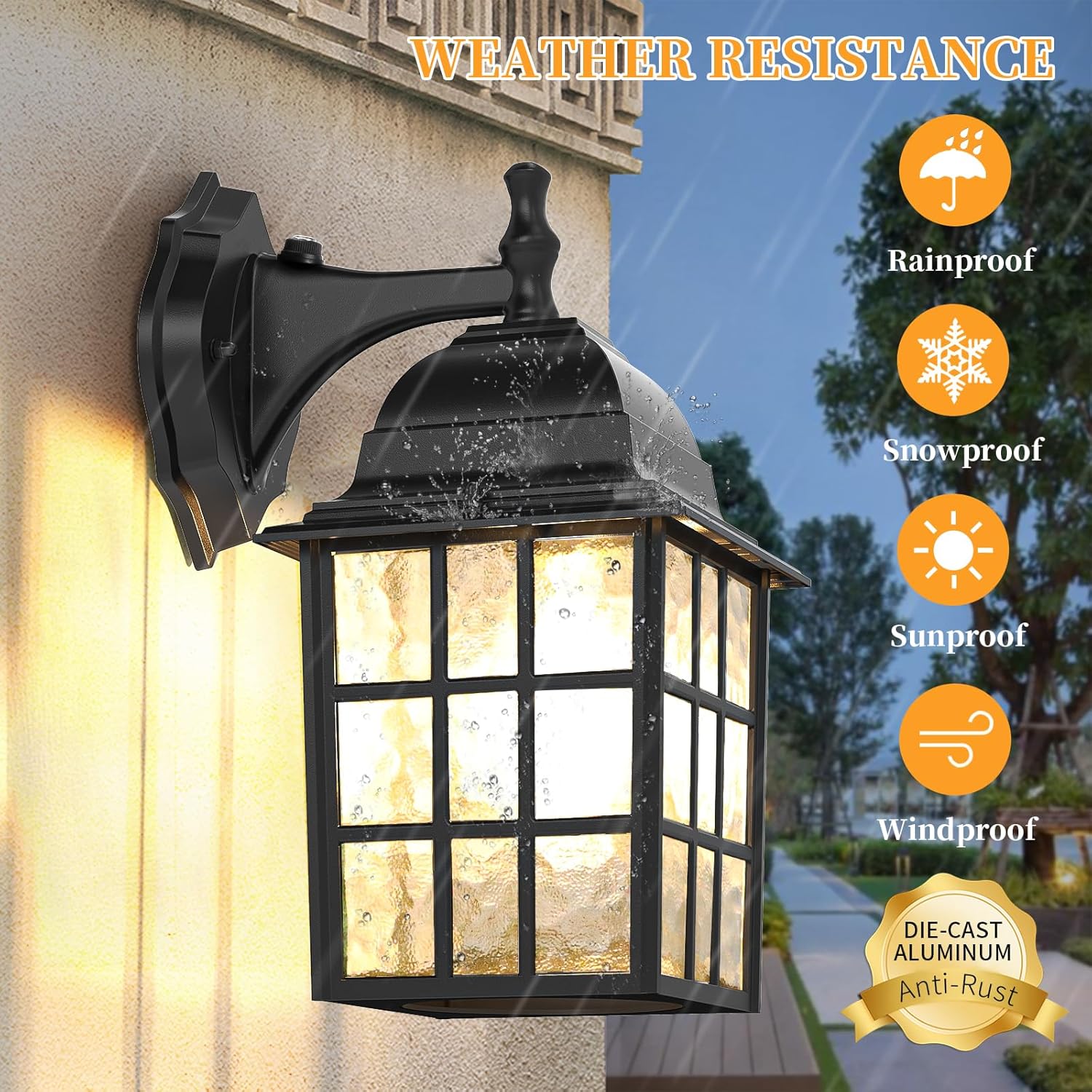 12'' Dusk to Dawn Outdoor Lights for House 2 Packs, Exterior Light Fixtures Porch Light Wall Mount, Waterproof Aluminum Outside Lights Sconce, Modern Outdoor Lighting Lanterns for Garage Patio, Black