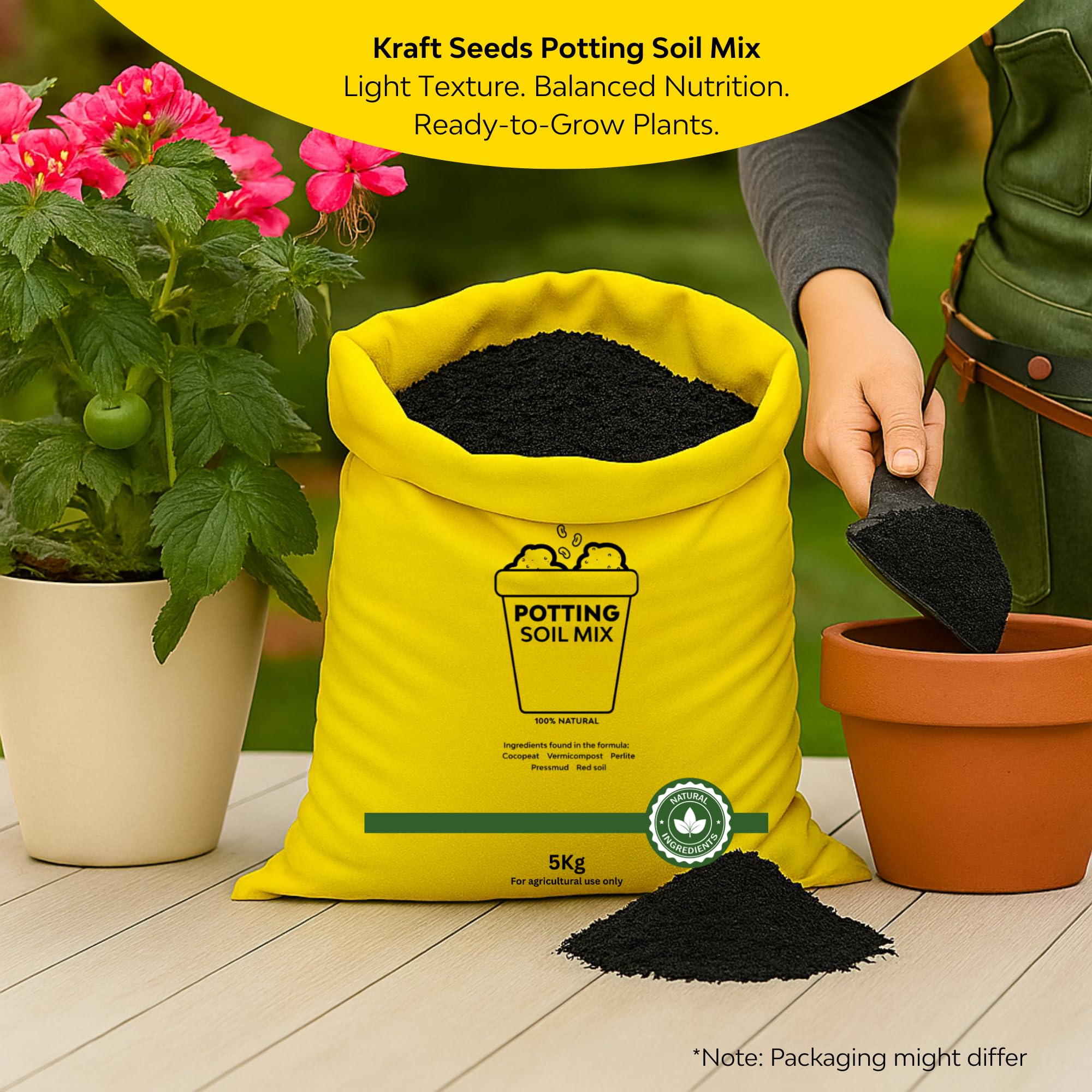 Kraft Seeds by 10CLUB Organic Potting Garden Soil Mix for Plants Home Garden 5 Kg - Image 3 thumbnail