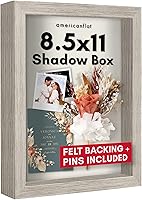 Americanflat 8.5x11 Shadow Box Frame Silhouette Collection - Driftwood Finish, Shatter-Resistant Glass, 1.5" Deep Display for Photos, Medals & Keepsakes