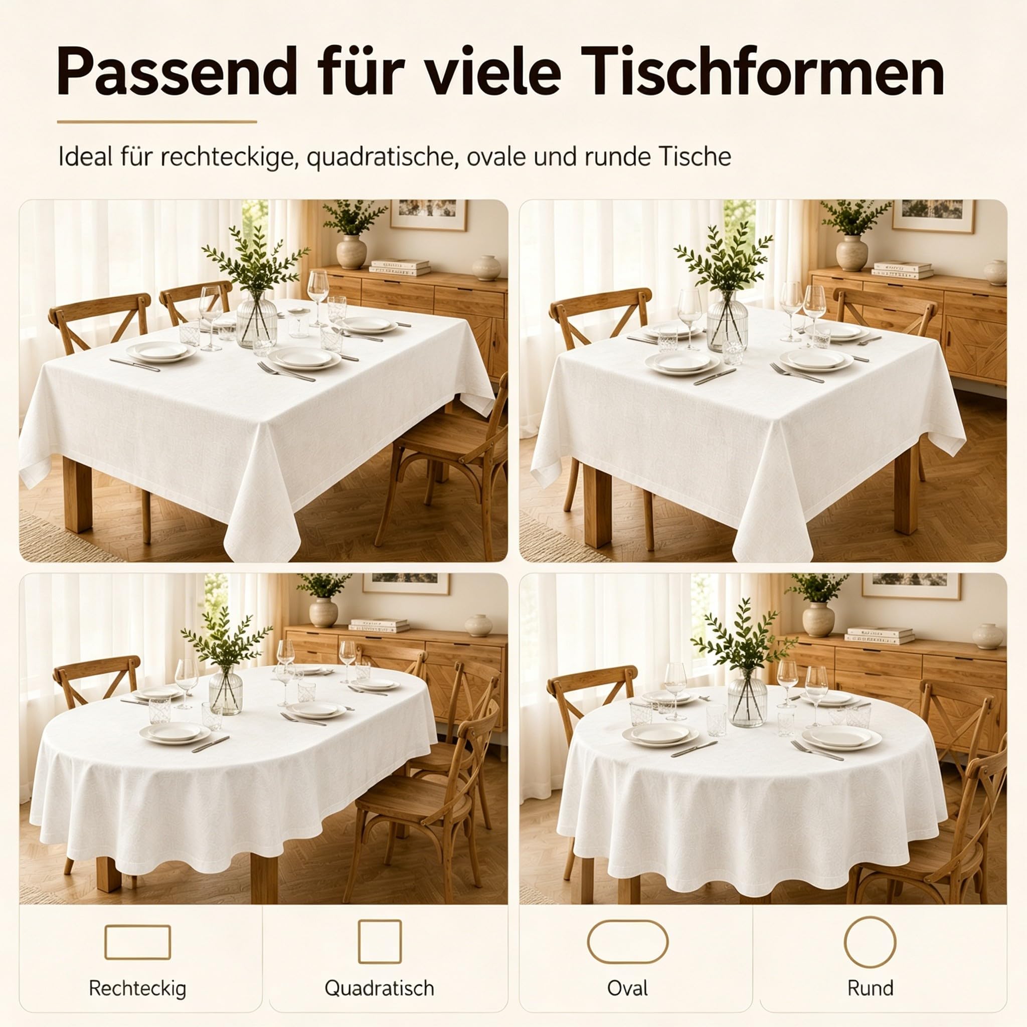 Vichy Karo wasserdichte Tischdecke 140x260 cm Rechteckig, Rot Weiß Kariert Fleckabweisend Pflegeleicht Polyester Tischdecke für Esszimmer Balkon Outdoor W-8