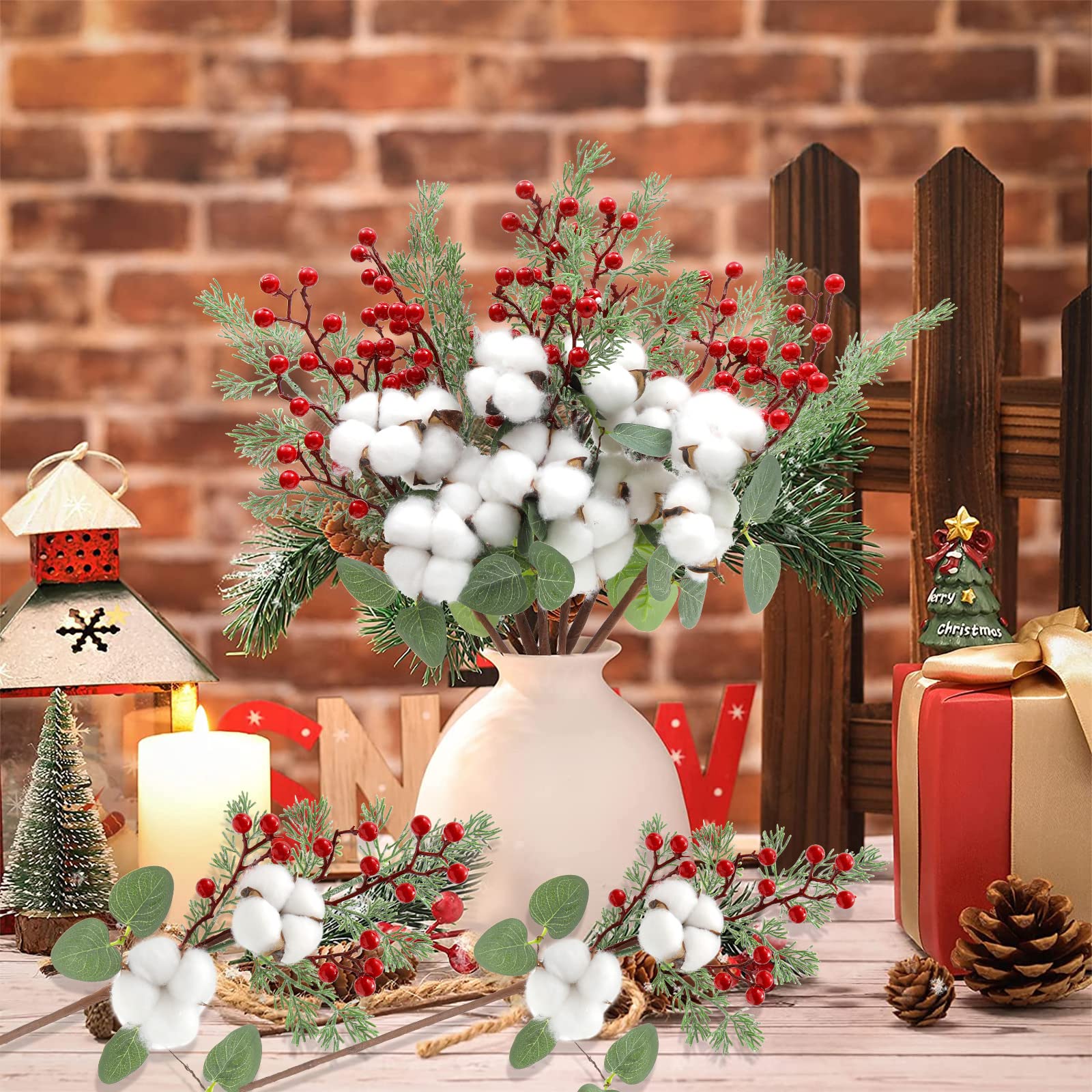 45 Stück Künstliche Tannenzweige Mit Roten Beeren – Wirklichkeitsnah & Flexibel Für Adventskränze & Weihnachtsdeko