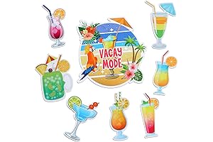 8-Piece Cruise Door Decorations with Magnetic Margarita Parrot and Tropical Drink Magnets