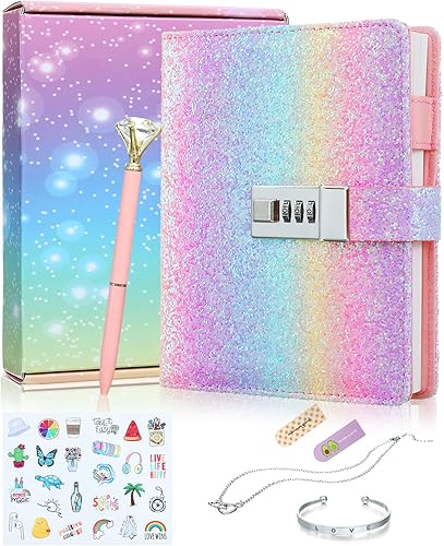 Diario con candado para niñas, diarios con contraseña bloqueada para adolescentes, regalos de diario secreto para niñas de 9, 10, 11, 12 años, juego