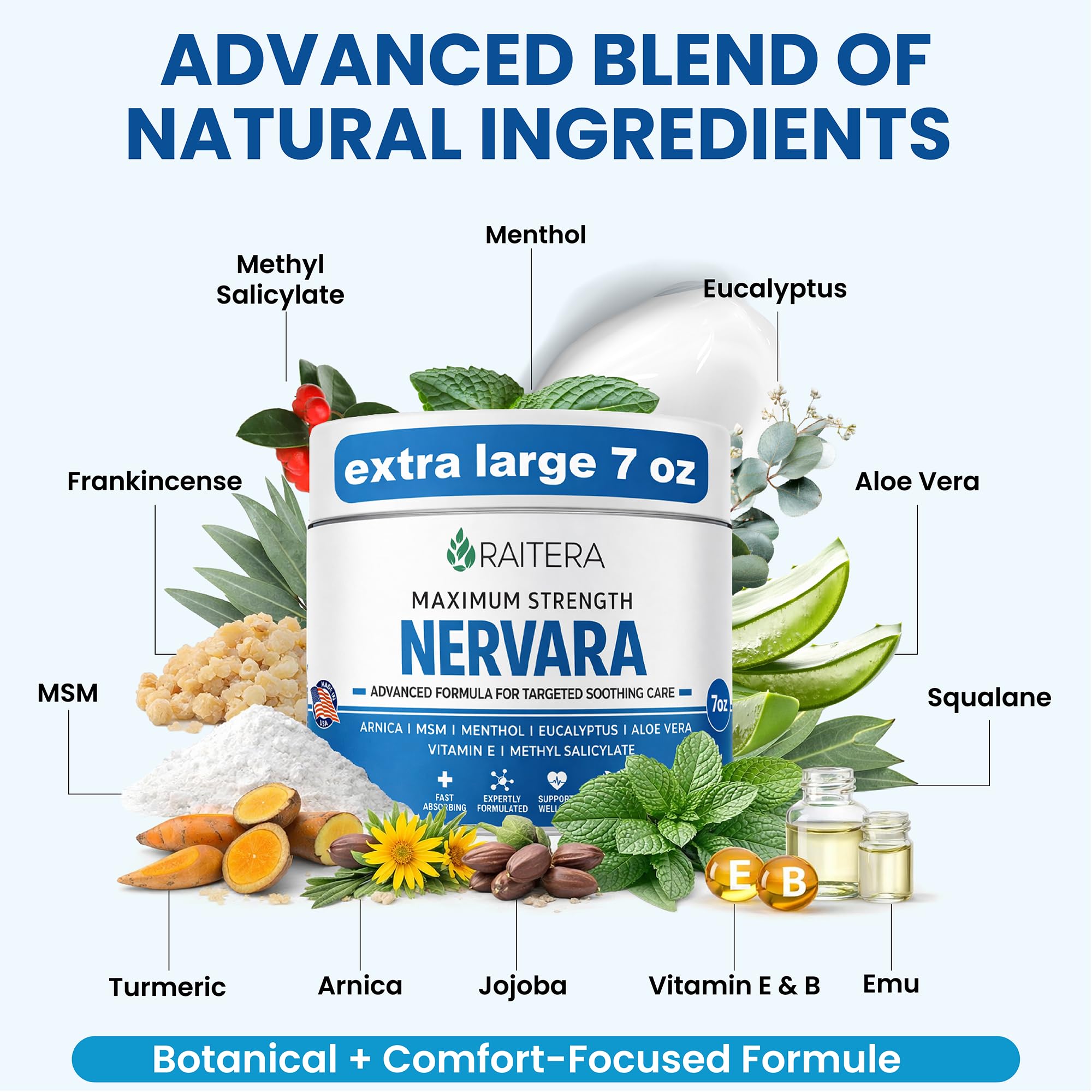 Neuropathy Nerve Cream – Maximum Strength for Feet, Hands, Legs, Toes – Advanced Cooling Non-Greasy Fast Absorbing Formula - Natural Ingredients Frankincense, Arnica, Aloe Vera, Turmeric, MSM — Amazon image 5