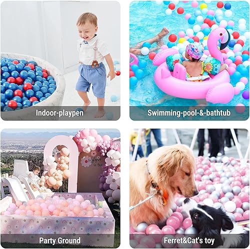 Miniatura 4 de STARBOLO Pelotas de plástico suave para niños, 100 unidades de colores rojo y azul brillantes para bebés y niños pequeños, tiendas de campaña,