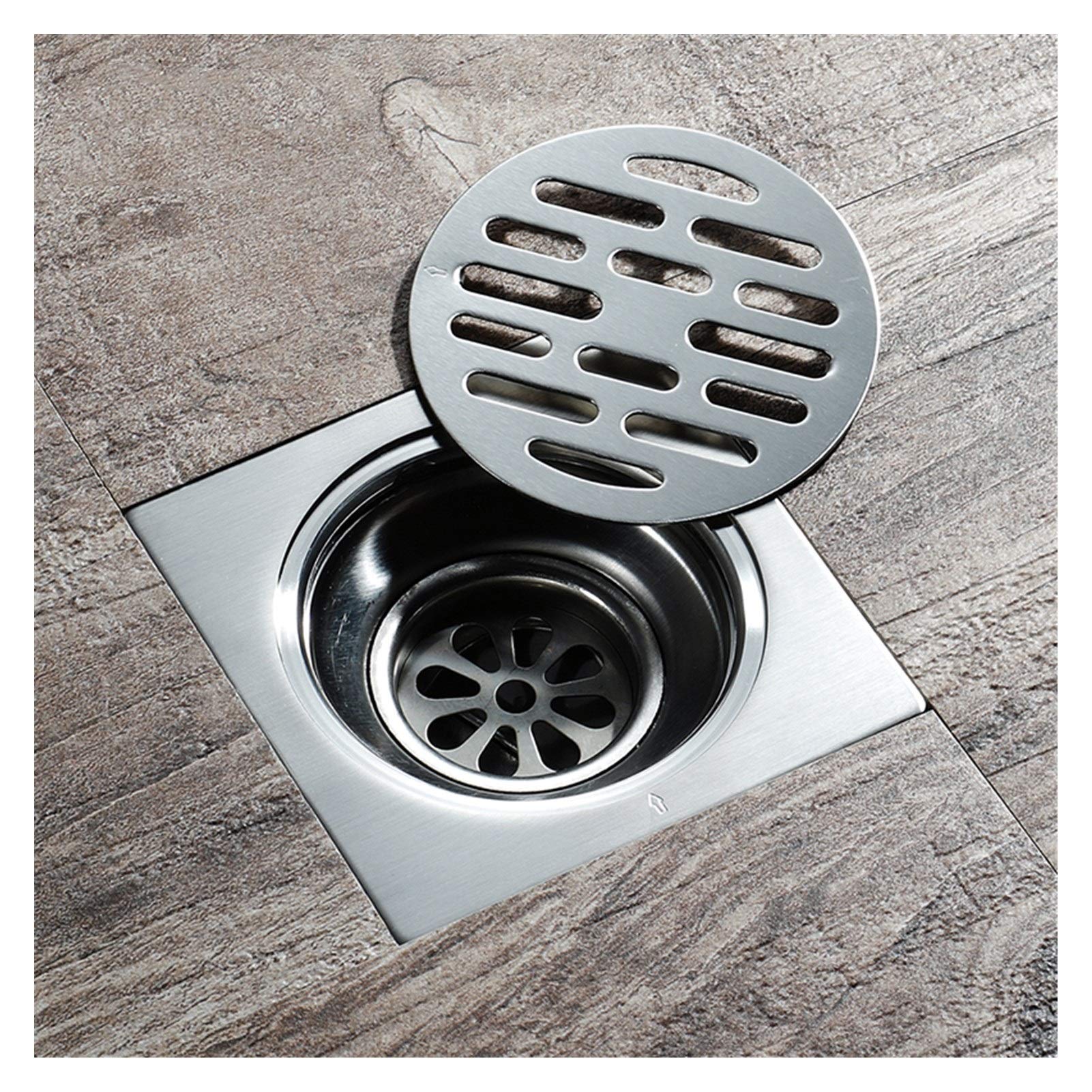 Desagüe del Suelo Insertar baldosas de planta cuadrada, de residuos rejillas de los desagües del piso de drenaje de residuos de drenaje cubierta del tamiz de acero inoxidable ( Color : Brass Y85803 )
