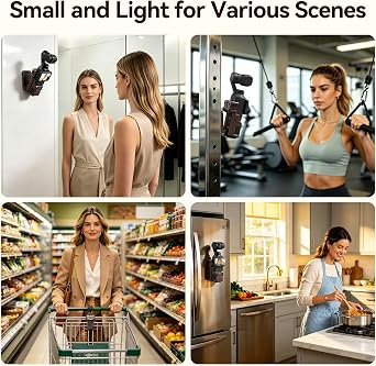 AMAZEAR Magnetic Mount Stand Compatible with DJI Osmo Pocket 4P/4/3/Xtra Muse, Pocket4 Accessories Adapter Clamp Magnet Suction Case Holder on Desktop/Vertical Surface, 180 Adjustable Handle, Brown