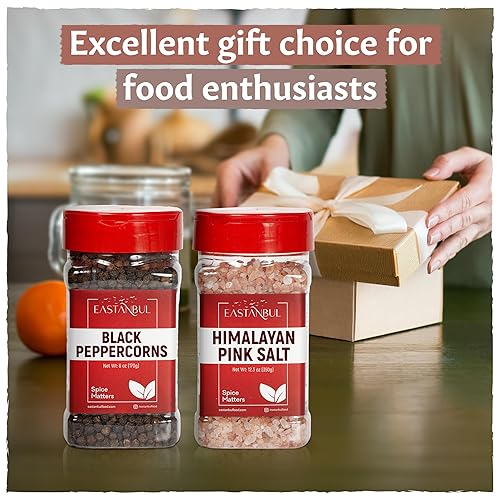 Miniatura 7 de Recambio de sal y pimienta para molinillo, granos de pimienta enteros de 6 onzas, sal rosa del Himalaya de 12.3 onzas, granos de pimienta para