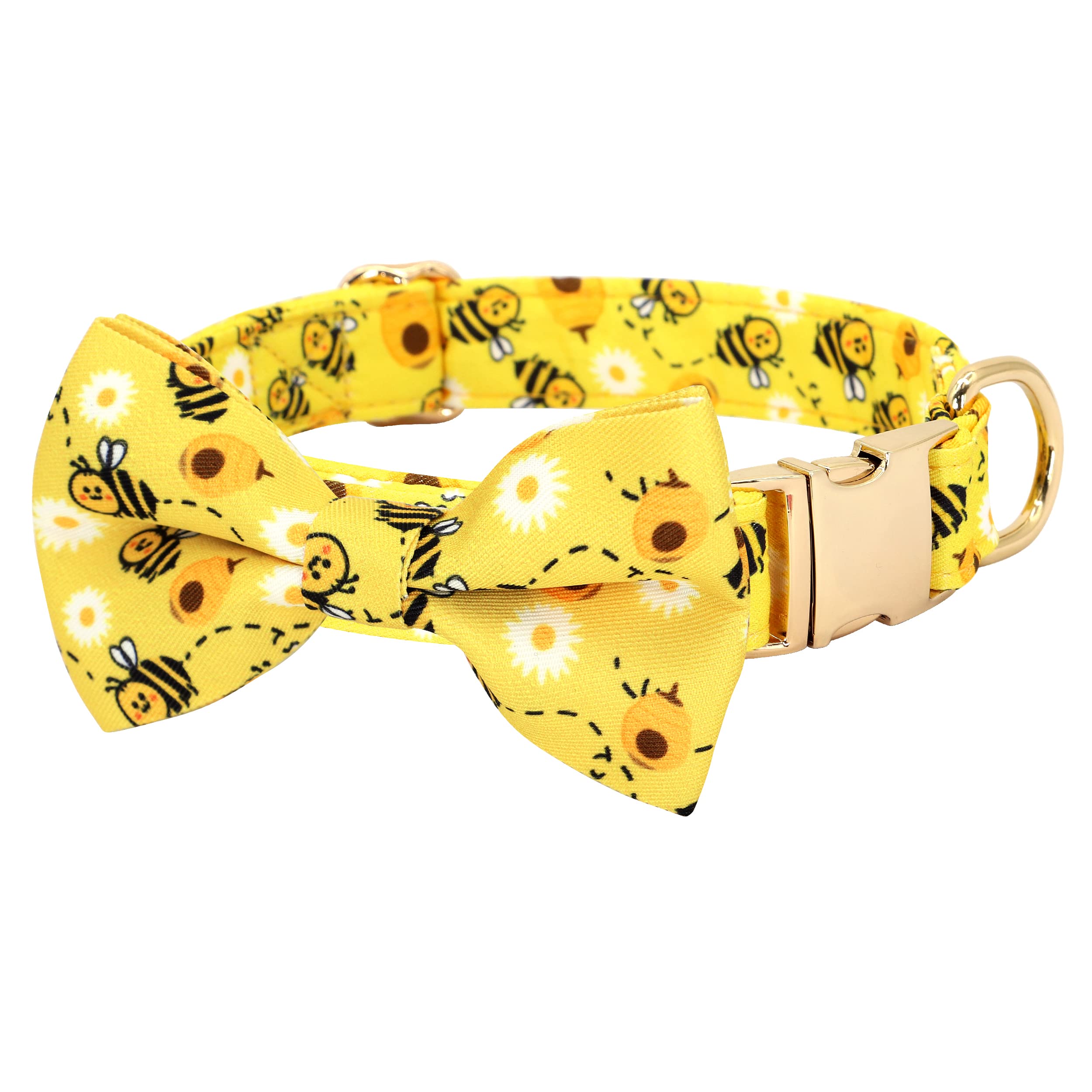 Beirui Cute Girl Dog Collars with Vibrant Floral Patterns, Female Dog Collar with Bowtie for Walking, Durable Adjustable Collar for Small Medium Large