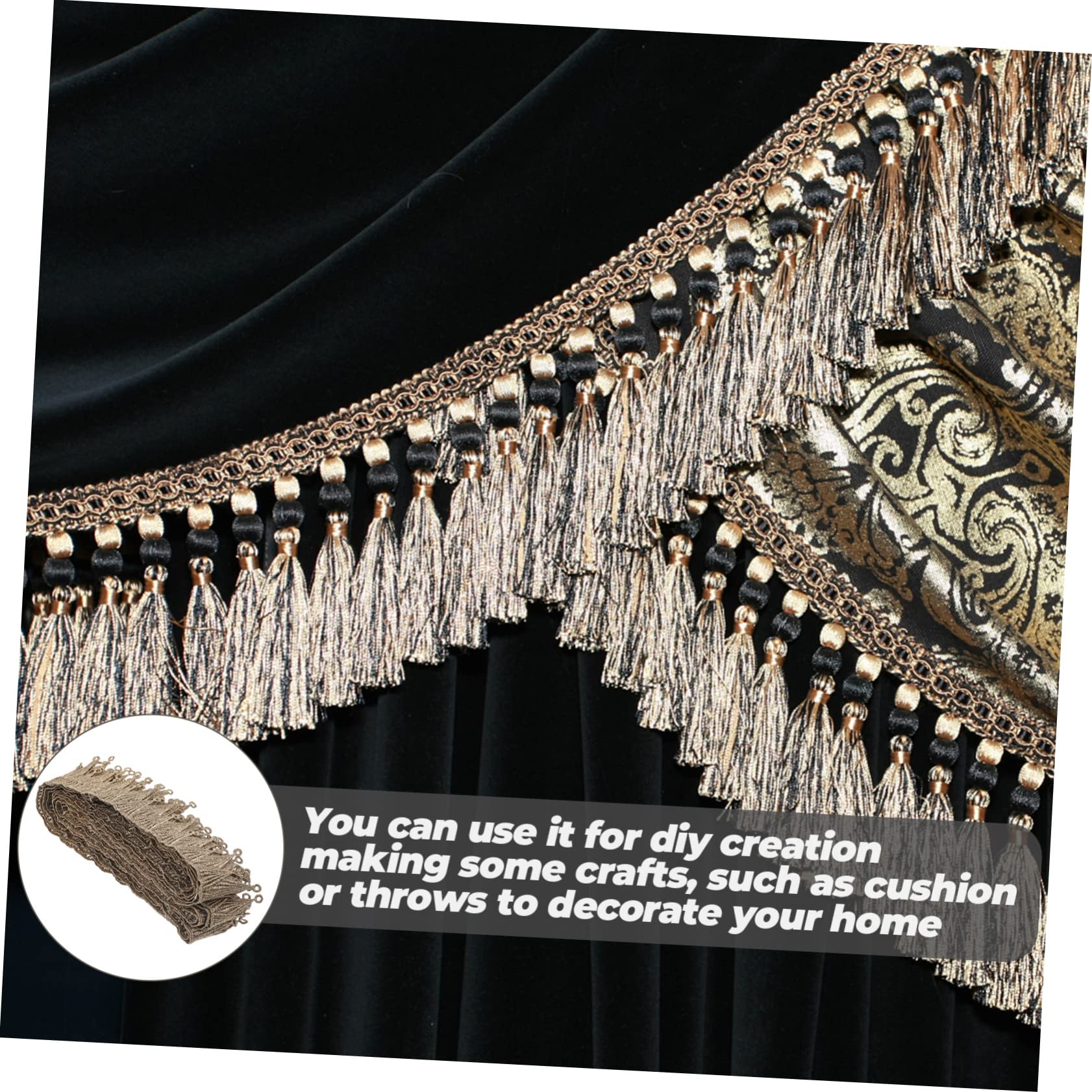 MAGICLULU Accesorios de Encaje Ribete Cinta de Encaje para Cortinas para Bricolaje Cinta Dorada para Decoración Ribete de Flecos para Cortinas