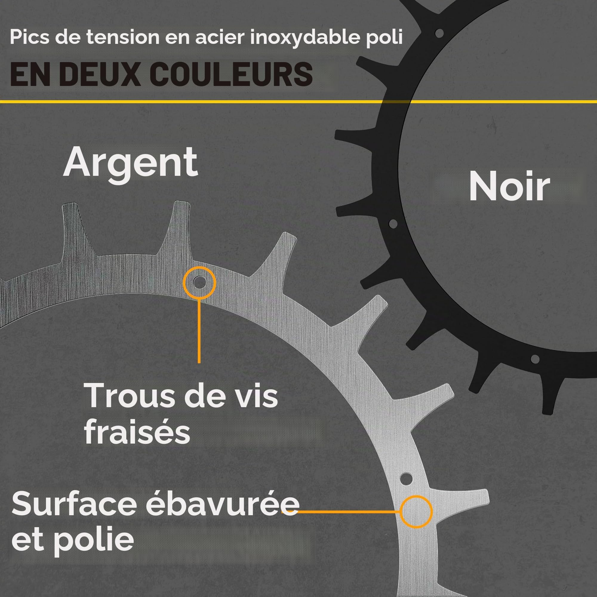 Spikes pour robot tondeuse Ecovacs GOAT série G, O et A - Acier inoxydable - Trous de vis abaissés - 14 vis Torx - Aide à la traction pour robot à gazon - Diamètre extérieur 235 mm