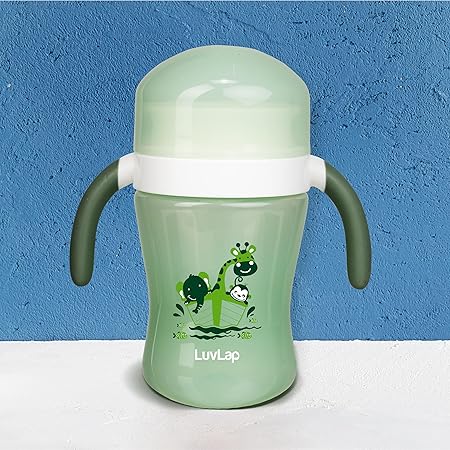 LuvLap 360 Soft Spout Baby Trainer Sipper, 240ml, Dual Handle Leakproof & spillproof Sippy Cup for Babies/Toddlers/Kids, Easy-Grip Handles, BPA-Free, Ergonomic Design, Green