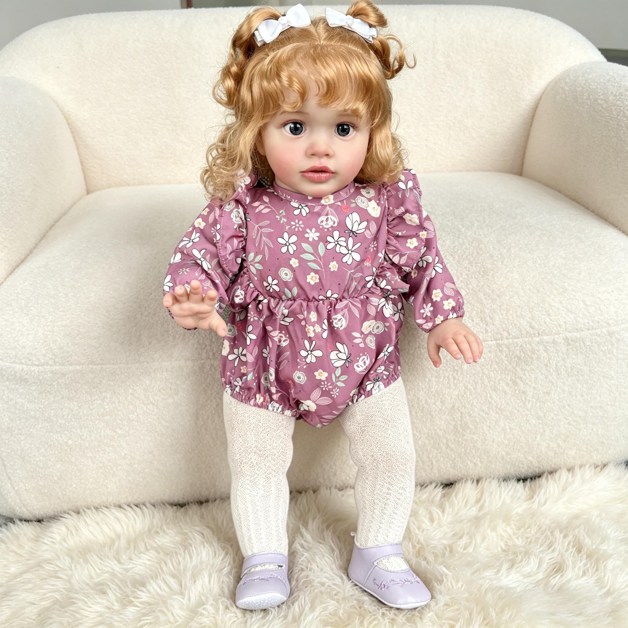 RXDOLL Bambole realistiche da 66 cm, motivo: Pippa, di grandi dimensioni, in morbido tessuto vinilico, per bambini dai 3 anni in su