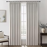 Vista 64 de Cortinas opacas térmicas 100% de 84 pulgadas de longitud, juego de 2 paneles para dormitorio, cortinas de ventana de lino con pinzas plegadas