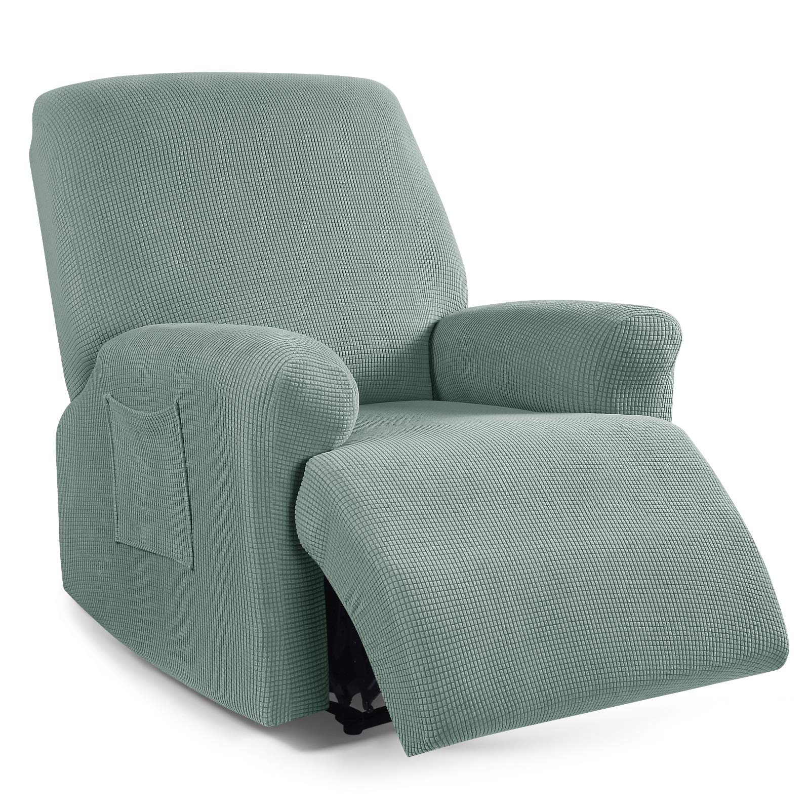 TAOCOCO Recliner Cover 4-Pieces, Recliner Stretch Sofa Slipcover, Recliner Cover 1 Seat, Couch Protector Soft, Furniture Protector Covers with Elastic,Chair Covers Jacquard Pattern (Sage Green)