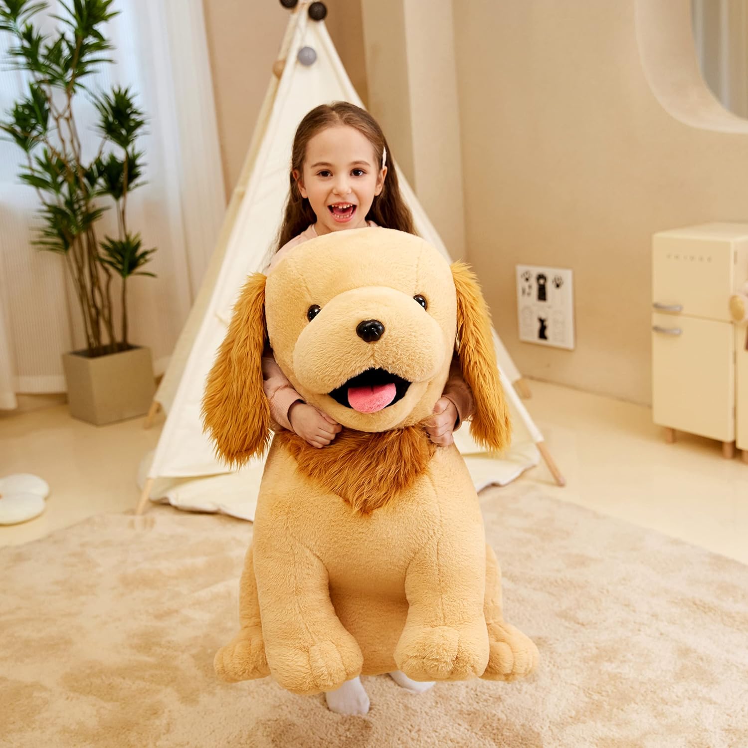 IKASA Giant Golden Retriever Dog Stuffed Animal Plush Toy,23" Large Big Jumbo Puppy Soft Toys,Huge Size Cute Fluffy Plushy Fat Plushie,Gifts for Kid