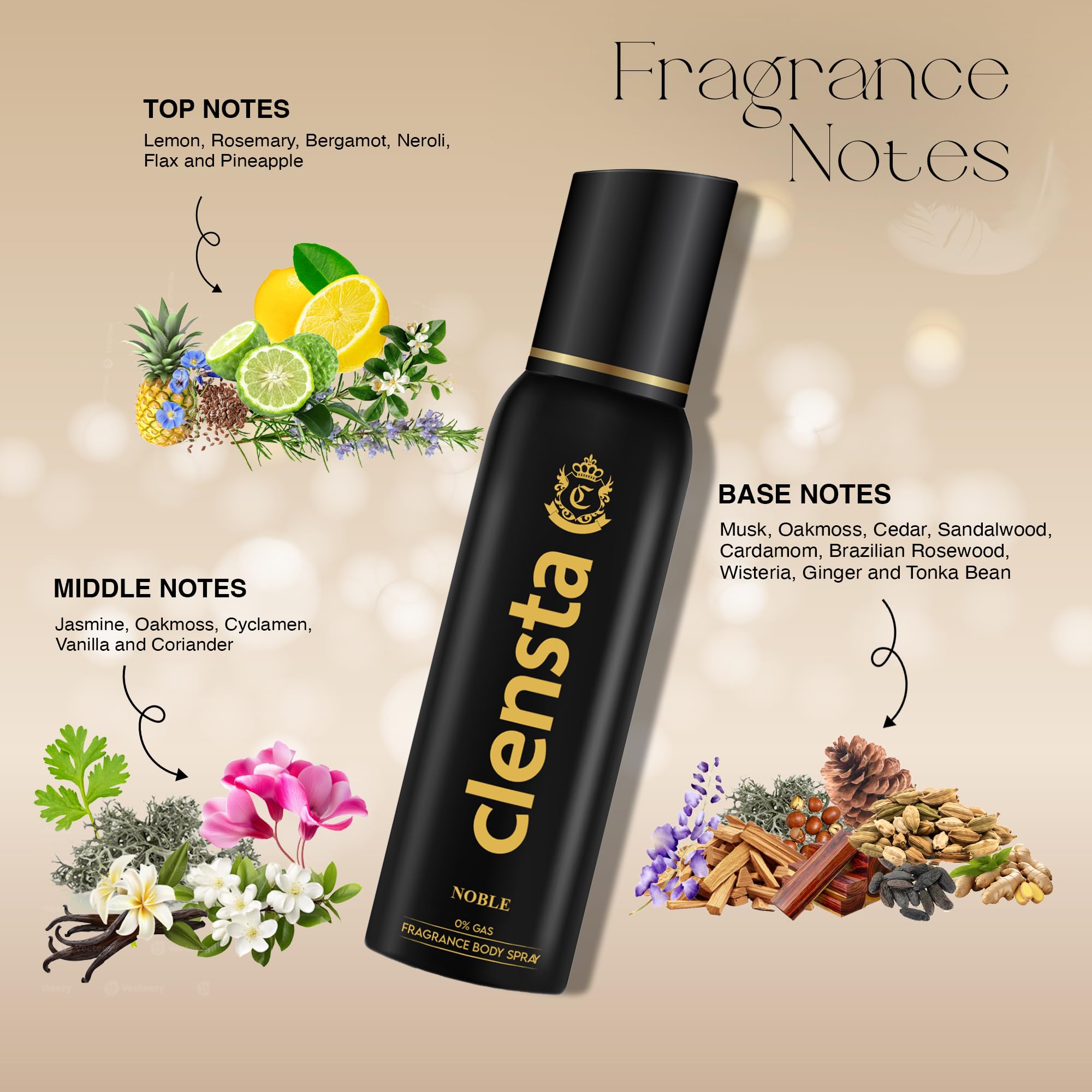 Clensta Noble 0% No Gas Deodorant for Men 150ml Body Spray Long Lasting | No Gas Deo for Men 1