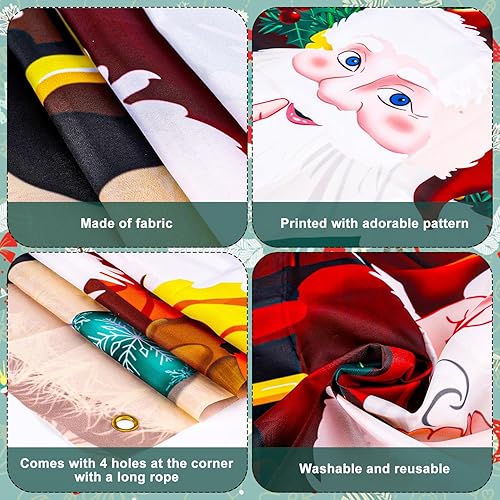 Miniatura 3 de Cubierta de puerta de Navidad, 73 x 36 pulgadas, fondo de Papá Noel, decoración de puerta de Navidad al aire libre, placa de puerta de garaje,