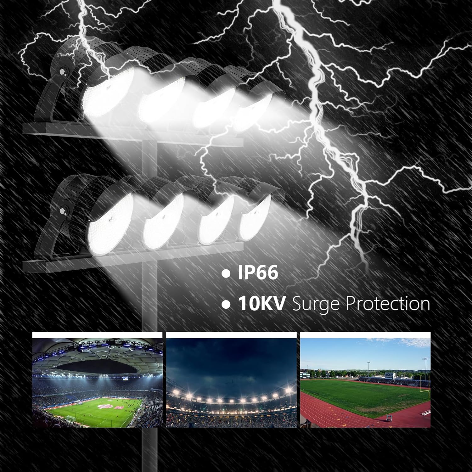 600W LED Stadium Light Outdoor 93000Lum (2500W Metal Halide Eqv.), 155Lm/W Dimmable 277-480V with 15°Beam Angle IP66 10KV Surge High Mast Flood Light for Sport Ballpark, ETL DLC Listed