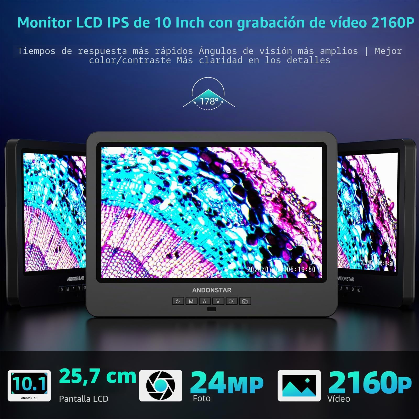 Andonstar AD269 Microscopio digital HDMI de 10.1 pulgadas con 6 lentes (10 pulgadas (HDMI))