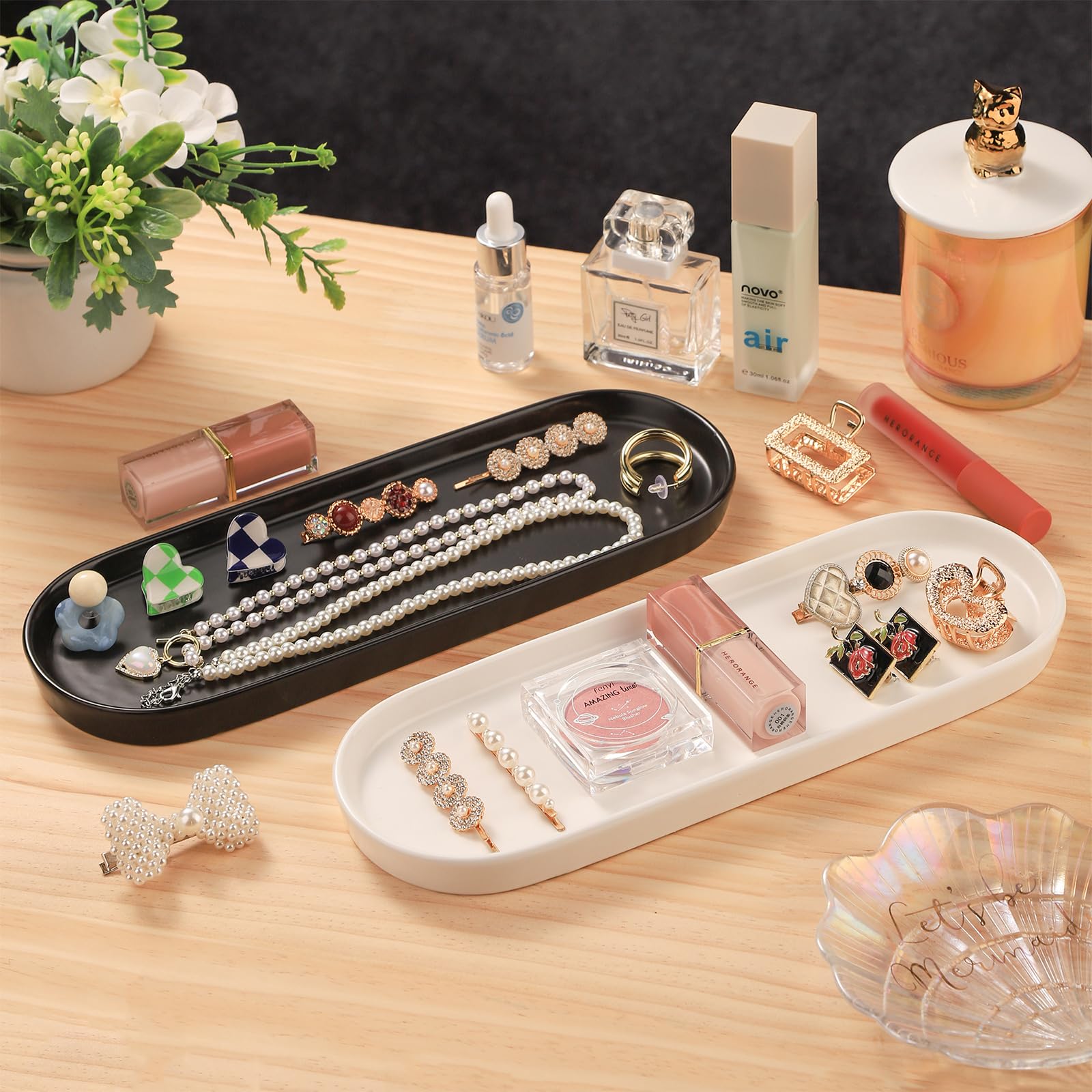 小物 everyone vincent ceramic tray Amazon.com: VanEnjoy Black Vanity Tray for Bathroom Counter, Long