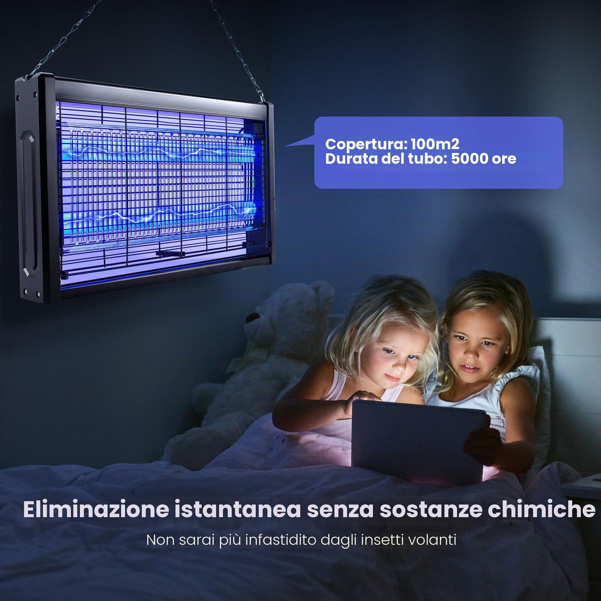 Lampada Antizanzare, 20W Zanzariera Elettrica, Insetticida Elettronica, per Interni, Casa, Giardino, Cortile e Cucina Commerciale