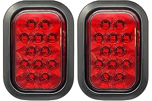 Reading Utility Body Parts 5x3 2x Red Rectangle 12 LED Stop/Turn/Tail/Parking Light