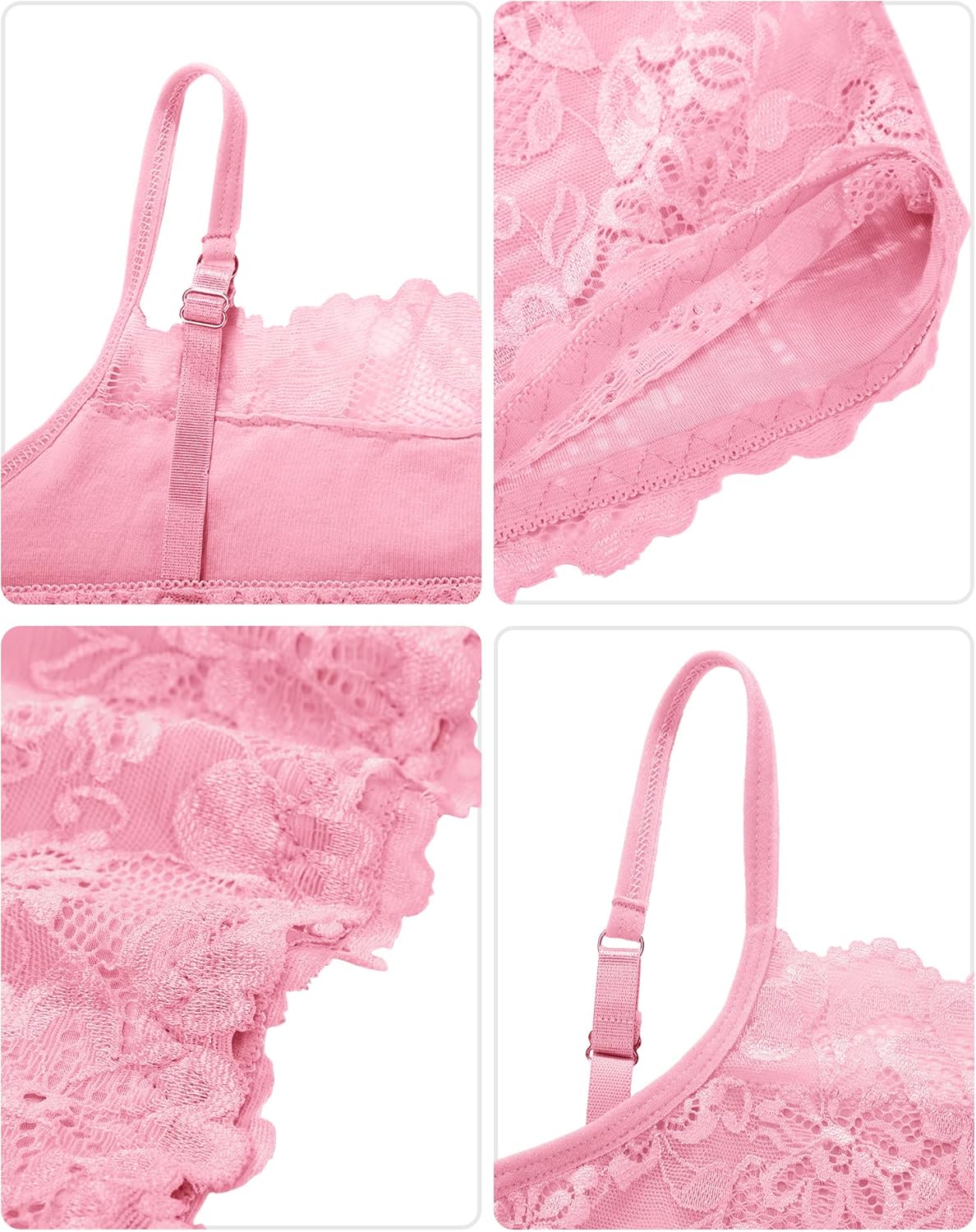 Boao 4 Pieces Women's Lace Camisole Stretch Half Cami Breathable Bra Comfort Lace Bralette Top for Lady Girls - Image 4